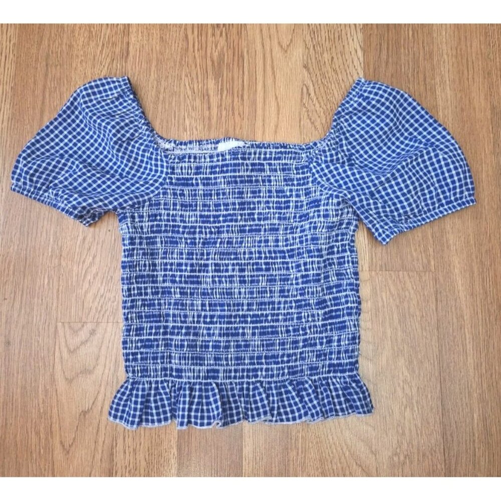 Cheryl Kids Creations Short Sleeve Blue Ribbed Cropped Top Shirt X-Large USA
